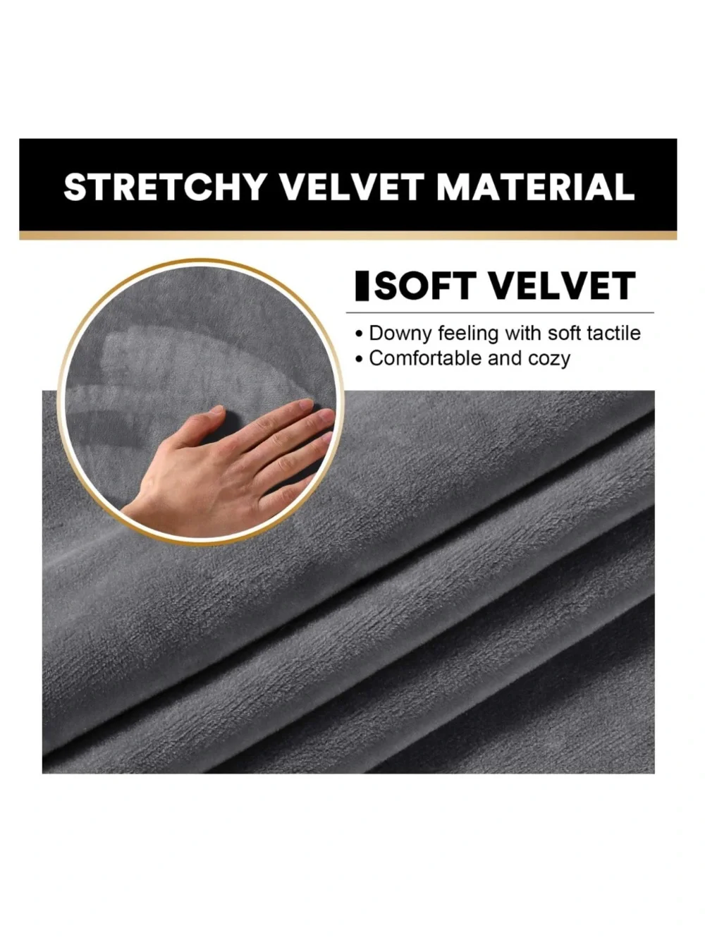 Modern Sofa Slipcover Pet-Friendly 3 Pc. Set SIZE LARGE 72-90” - GRAY VELVET
